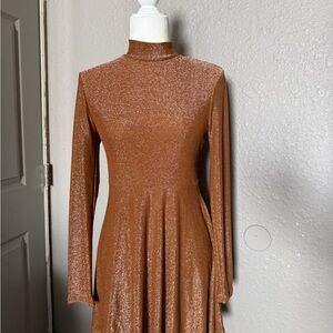 Wild Fable Shimmering Bronze Long Sleeve Dress